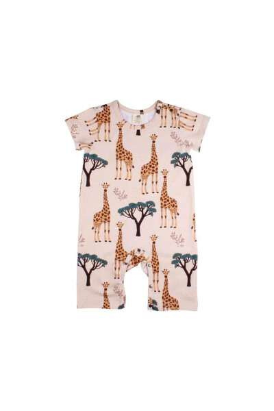 Giraffe Patterned Organic Baby Summer Romper - 9