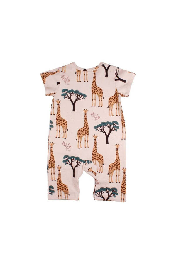 Giraffe Patterned Organic Baby Summer Romper - 3