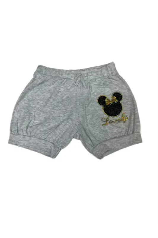 Girl and Boy Kids Daily Embroidery Sequin Shorts Single and 3 Pcs Set-gray - 1
