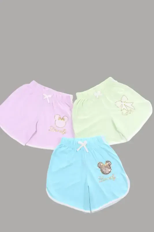 Girl And Boy Kids Daily Embroidery Sequin Shorts Single And 3 Pcs Set-LilacGreenBlue - 1