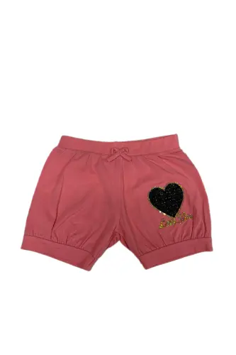 Girl and Boy Kids Daily Embroidery Sequin Shorts Single and 3 Pcs Set-powder 