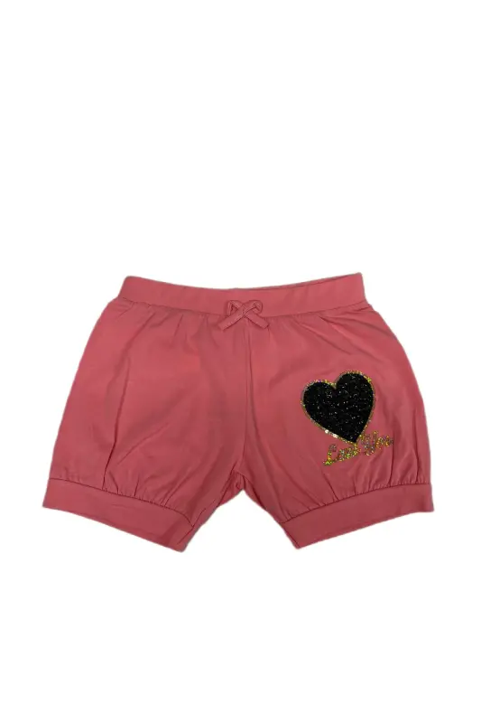 Girl and Boy Kids Daily Embroidery Sequin Shorts Single and 3 Pcs Set-powder - 1