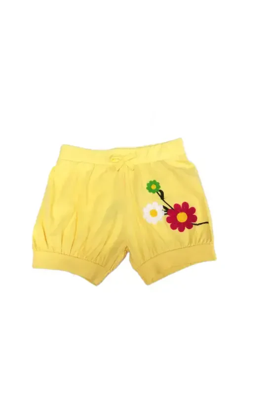 Girl And Boy Kids Daily Embroidery Sequin Shorts Single And 3 Pcs Set-Yellow - 1