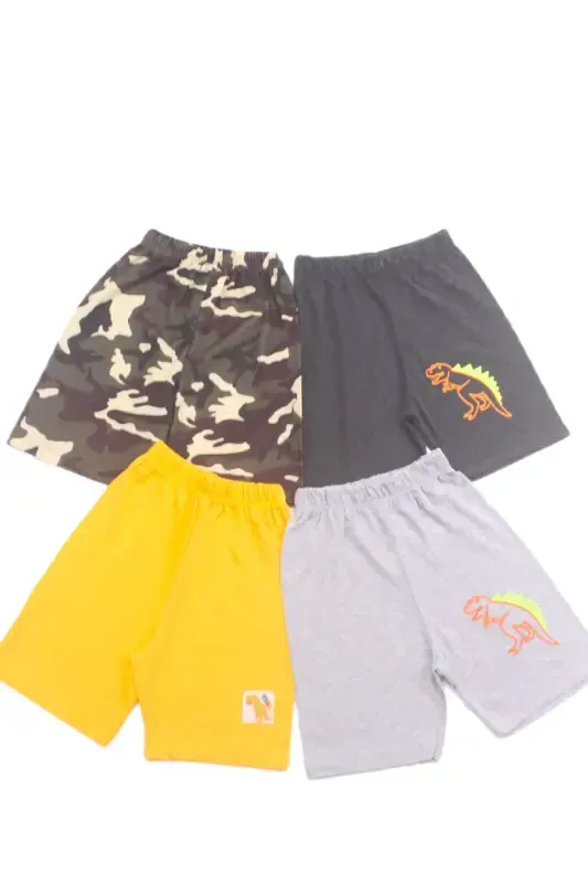 Girl and Boy Kids Daily Embroidery Sequin Shorts Single and 3-Piece Set-yellow - 1