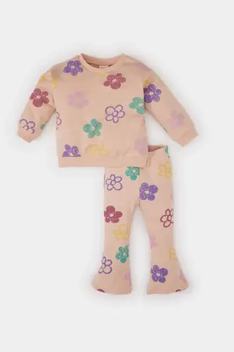 Girl Baby 2-Piece Set Floral Bicycle Neck Sweatshirt Elastic Waist Spanish Leg Bottom E0200a525sp - 1