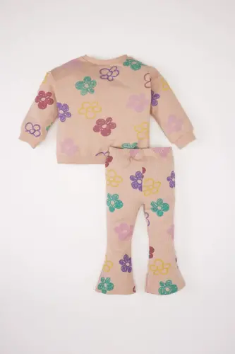 Girl Baby 2-Piece Set Floral Bicycle Neck Sweatshirt Elastic Waist Spanish Leg Bottom E0200a525sp - 5
