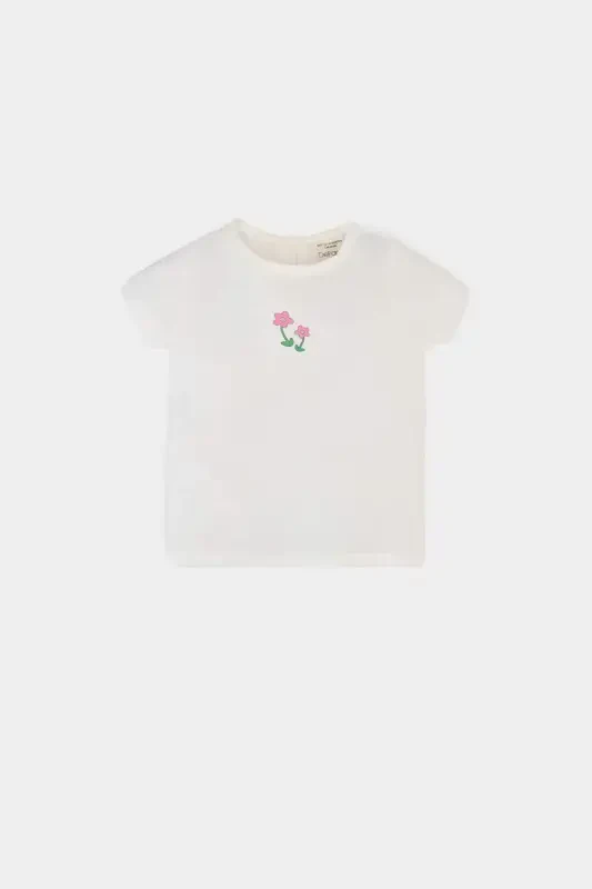 Girl Baby 2-Piece Set Floral Cotton Short-Sleeve T-Shirt and Salopettes E8144A525SM - 2