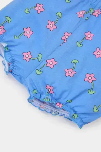 Girl Baby 2-Piece Set Floral Cotton Short-Sleeve T-Shirt and Salopettes E8144A525SM - 4