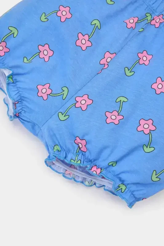 Girl Baby 2-Piece Set Floral Cotton Short-Sleeve T-Shirt and Salopettes E8144A525SM - 4