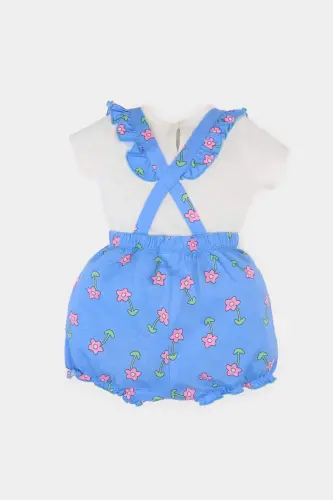 Girl Baby 2-Piece Set Floral Cotton Short-Sleeve T-Shirt and Salopettes E8144A525SM - 5