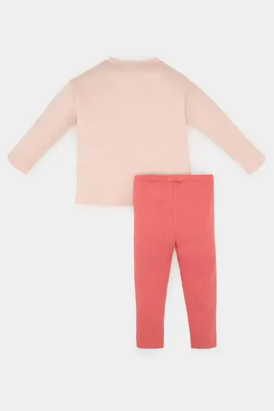 Girl Baby 2-Piece Set Heart Print Long Sleeve T-Shirt Elastic Waist Bottom E5715a525sp - 4