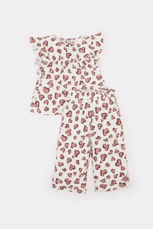 Girl Baby 2-Piece Set Leopard Print Short Sleeve T-Shirt Elastic Waist Bottom E5440a525sm - 1