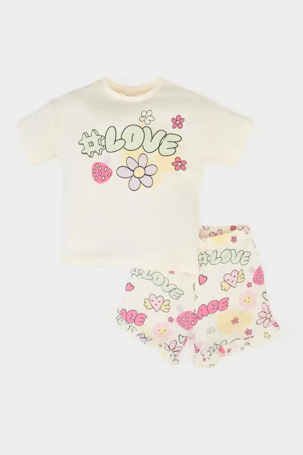 Girl Baby 2-Piece Set Printed Short-Sleeve T-Shirt Elastic Waist Patterned Shorts E6441a525sm - 1