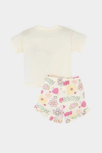 Girl Baby 2-Piece Set Printed Short-Sleeve T-Shirt Elastic Waist Patterned Shorts E6441a525sm - 4
