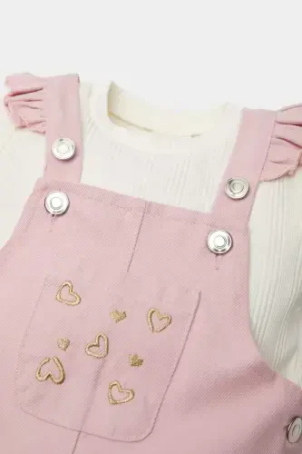 Girl Baby 2-Piece Set Short Sleeve T-shirt Adjustable Strap Jumpsuit Dress E5480a525sm - 3