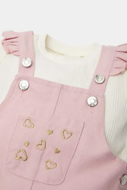 Girl Baby 2-Piece Set Short Sleeve T-shirt Adjustable Strap Jumpsuit Dress E5480a525sm - 3