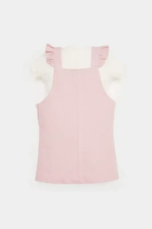 Girl Baby 2-Piece Set Short Sleeve T-shirt Adjustable Strap Jumpsuit Dress E5480a525sm - 5