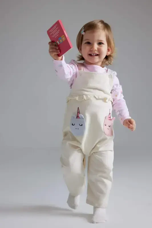 Girl Baby 2-Piece Set Unicorn Print Sweatshirt Salopet Jumpsuit E0487a525sp - 3