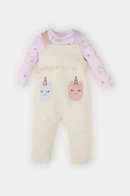 Girl Baby 2-Piece Set Unicorn Print Sweatshirt Salopet Jumpsuit E0487a525sp - 5