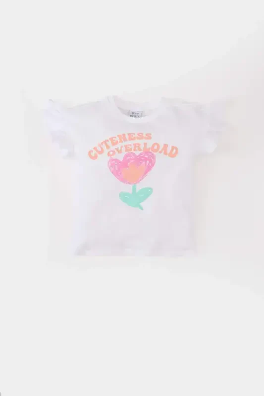Girl Baby Bicycle Collar Floral Short Sleeve T-Shirt - 1
