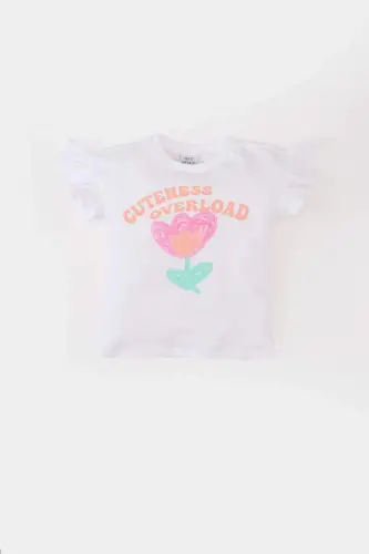 Girl Baby Bicycle Collar Floral Short Sleeve T-Shirt 