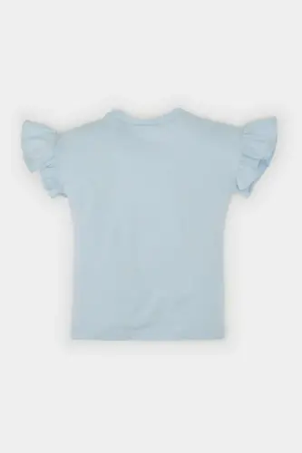 Girl Baby Bicycle Collar Floral Short Sleeve T-Shirt Z9212a225sm-Blue - 3