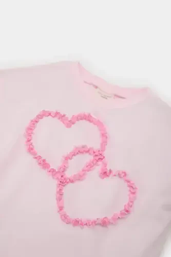 Girl Baby Bicycle Collar Heart Patterned Short Sleeve Tee - DEFACTO (1)