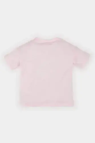 Girl Baby Bicycle Collar Heart Patterned Short Sleeve Tee - 4