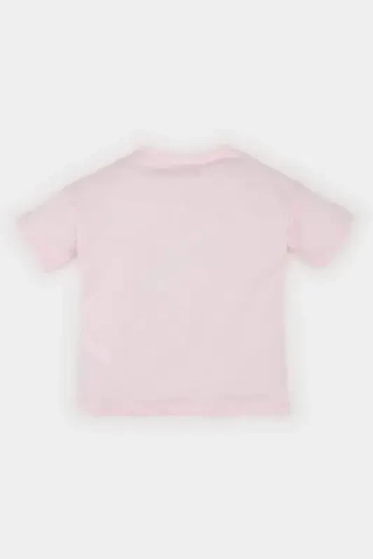 Girl Baby Bicycle Collar Heart Patterned Short Sleeve Tee - 4