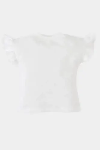 Girl Baby Bicycle Collar Printed Short Sleeve T-Shirt E7881A525SM-Ecru - 3