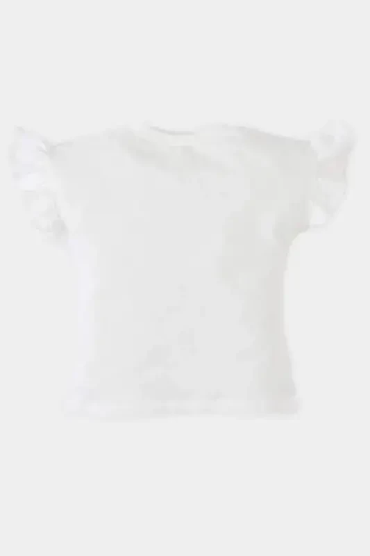 Girl Baby Bicycle Collar Printed Short Sleeve T-Shirt E7881A525SM-Ecru - 3