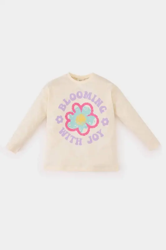 Girl Baby Bicycle Neck Floral Long Sleeve T-shirt E2951A525SP - 1