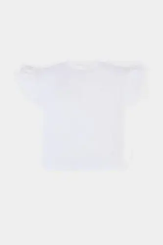 Girl Baby Bike Collar Heart Patterned Short Sleeve Tee - 3