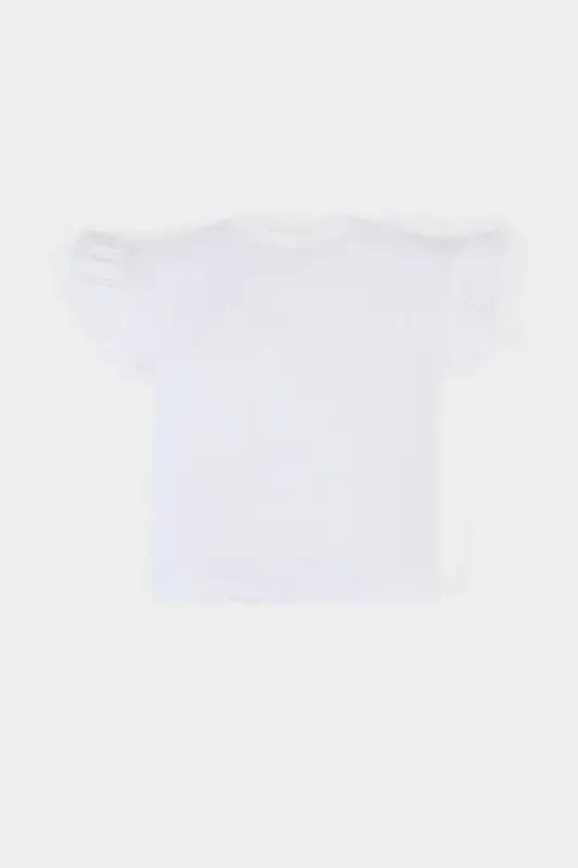 Girl Baby Bike Collar Heart Patterned Short Sleeve Tee - 3