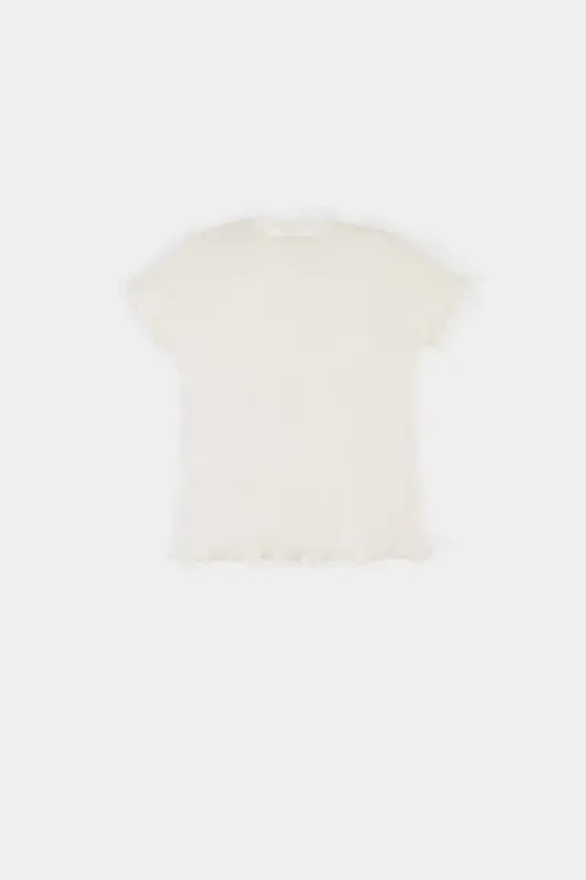 Girl Baby Bike Neck Ribbon Printed Ribbed Cardigan Short Sleeve T-shirt E6681A525SM - 3