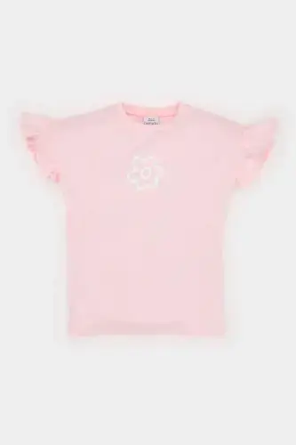 Girl Baby Crew Neck Floral Short Sleeve T-Shirt Z9212a225sm-Pink - 1