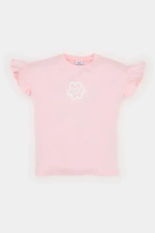 Girl Baby Crew Neck Floral Short Sleeve T-Shirt Z9212a225sm-Pink - 1