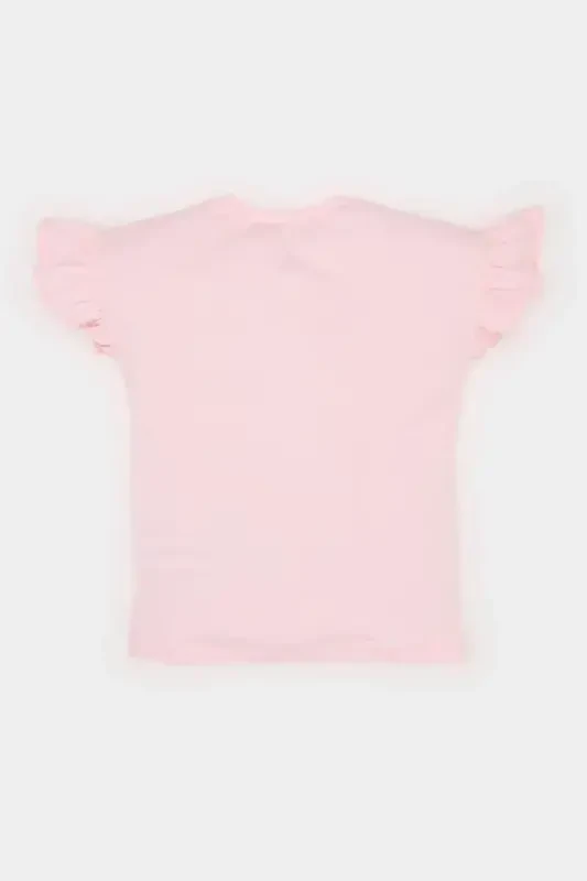 Girl Baby Crew Neck Floral Short Sleeve T-Shirt Z9212a225sm-Pink - 4