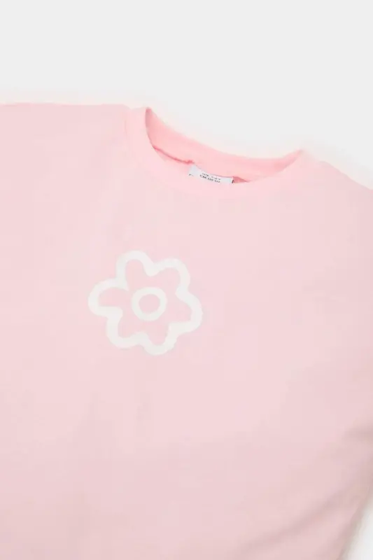 Girl Baby Crew Neck Floral Short Sleeve T-Shirt Z9212a225sm-Pink - 2