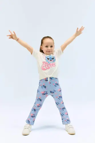 Girl Baby Disney Lilo & Stitch 2-Piece Set Bicycle Neck Short Sleeve T-Shirt Ribbed Knitted Spanish P - 2