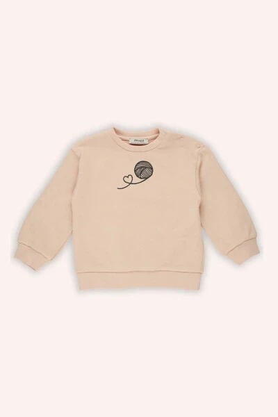 Girl Baby Embossed Salmon Sweatshirt - Panço