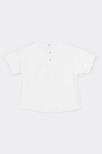 Girl Baby Embroidered Collar Detailed Ecru T-Shirt-018 - PANÇO (1)