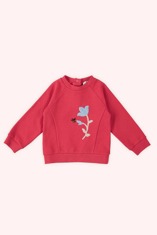 Girl Baby Embroidered Detail Red Sweatshirt - 1
