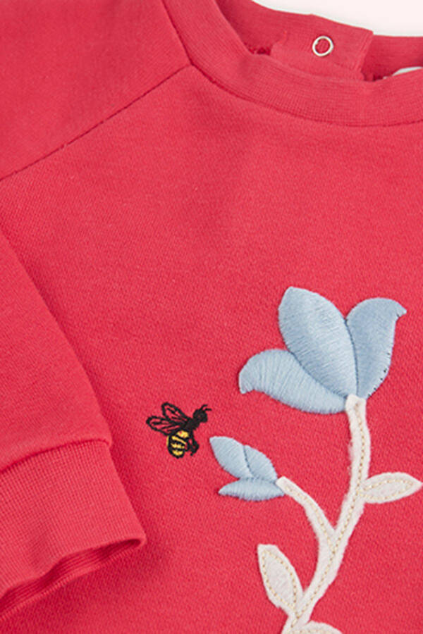 Girl Baby Embroidered Detail Red Sweatshirt - 3