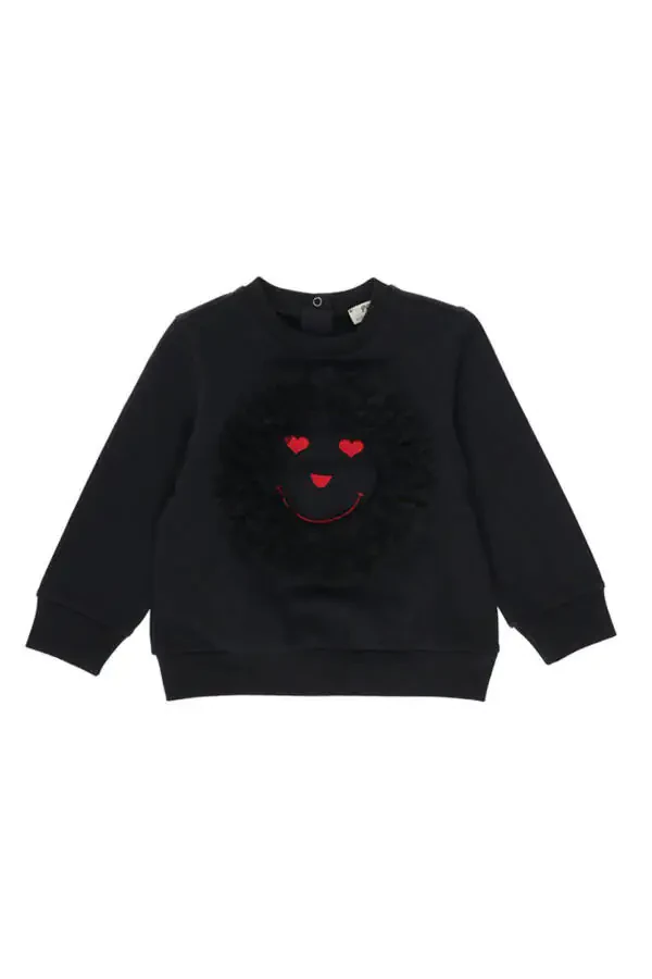 Girl Baby Embroidery Detailed Black Sweatshirt - 1