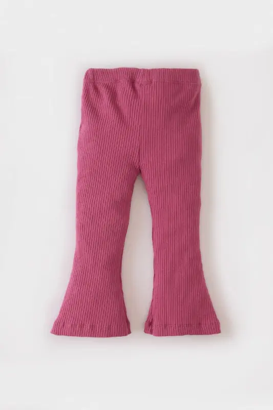 Girl Baby Flare Leg Ribbed Knit Tights Z4739A224AU-Purple - 3