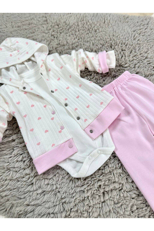 GIRL BABY HEART PATTERN 3-PIECE SET - 2