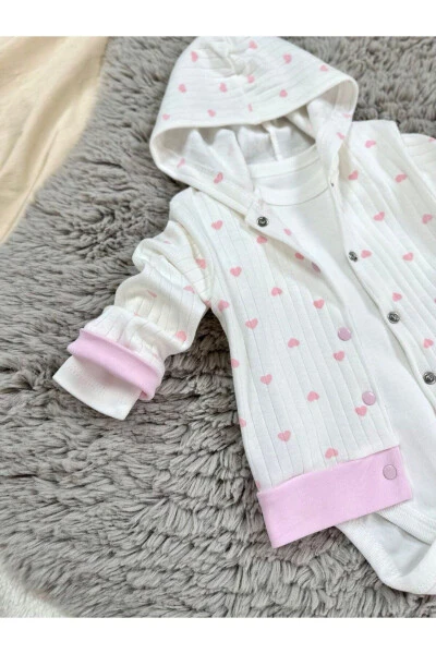 GIRL BABY HEART PATTERN 3-PIECE SET - 4