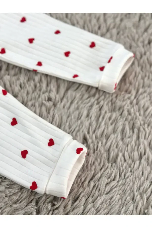 GIRL BABY HEART PATTERNED 3-PIECE SET - 3