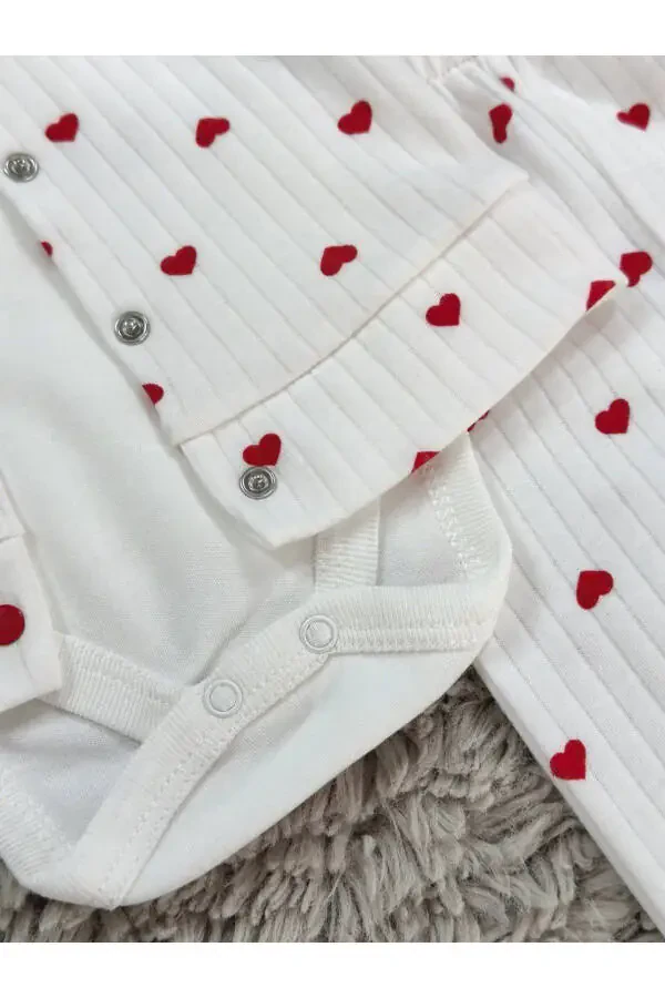 GIRL BABY HEART PATTERNED 3-PIECE SET - 4